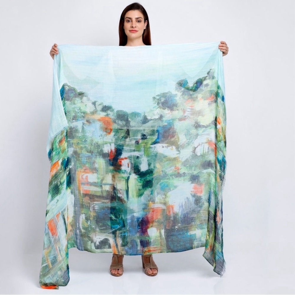 NWT Vismaya Palos Verde Scarf cotton linen blend